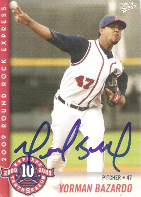 Yorman Bazardo autograph in the Astros A to Z collection